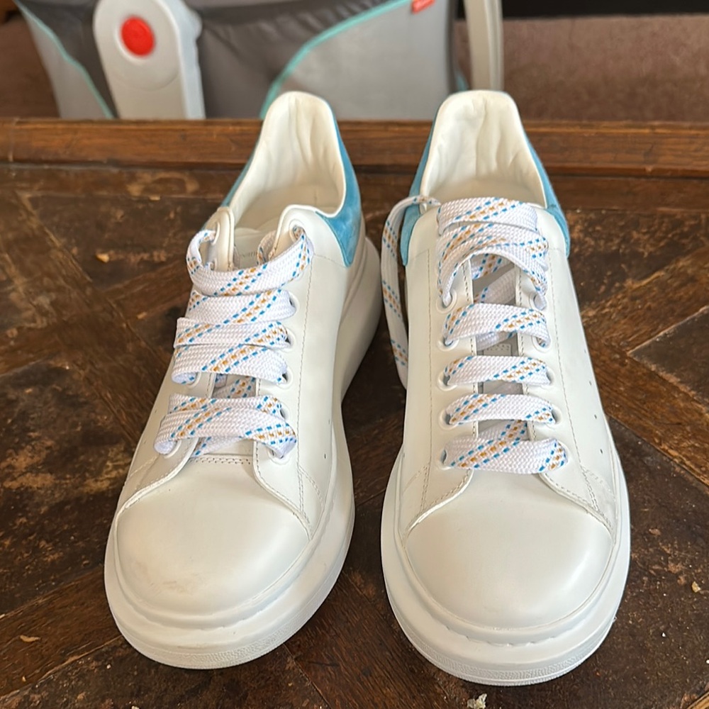 Alexander McQueen White and Blue Men's Shoes